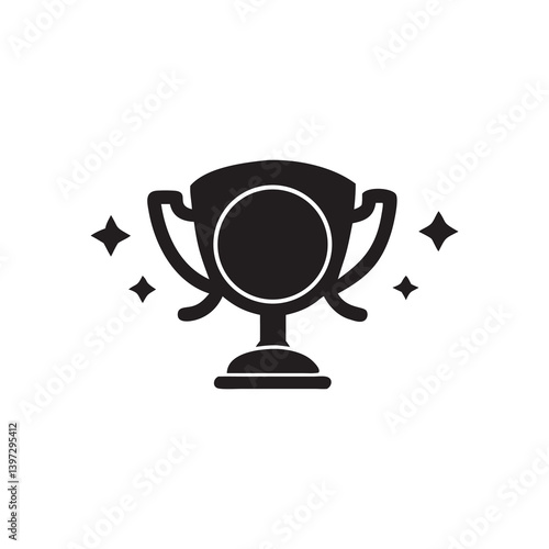 Black Winner Trophy Silhouette – Vector Design



