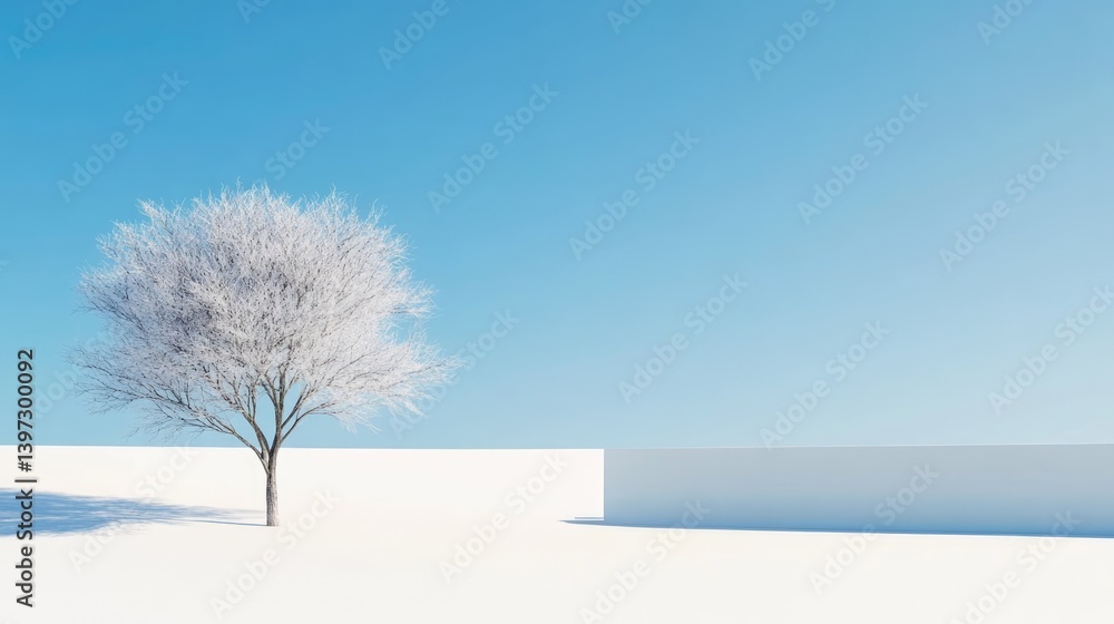 Fototapeta premium Winter tree against a blue sky minimalist landscape photography serene environment standard scale