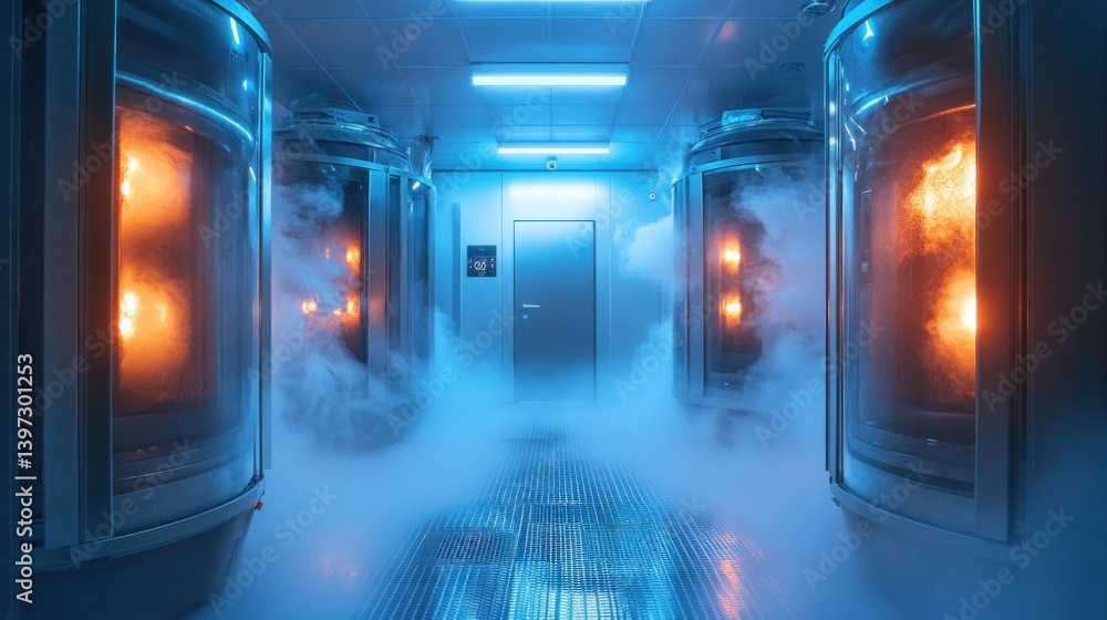Fototapeta premium Cryogenic Chamber Facility: Advanced Technology and Innovation in a Futuristic Setting