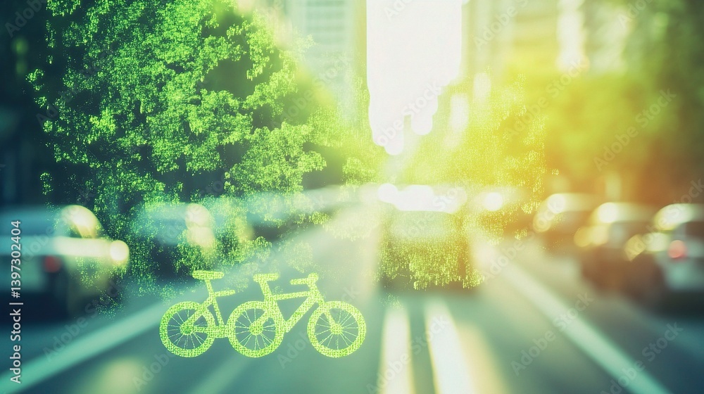 Obraz premium Green Transportation Options Featuring Electric Bicycles and Cars