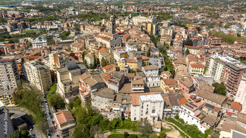 Aerial view of the historic center of Frosinone, in Lazio. It is a small city in central Italy.
