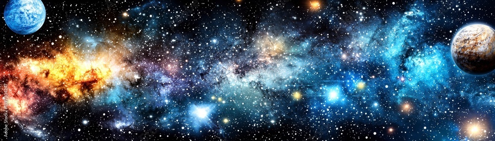 Exploration of cosmic wonders outer space digital artwork vast universe panoramic view astronomical concepts Exploration of cosmic wonders outer space digital artwork vast universe panoramic view astronomical concepts