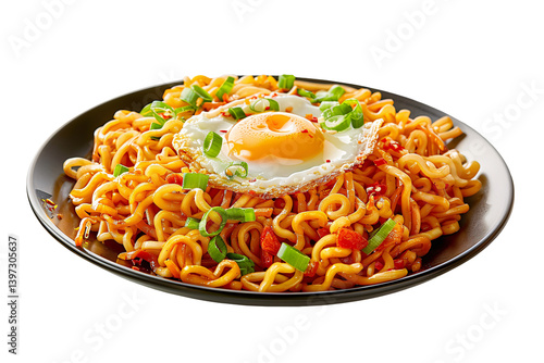 Fried noodles with egg on a plate
