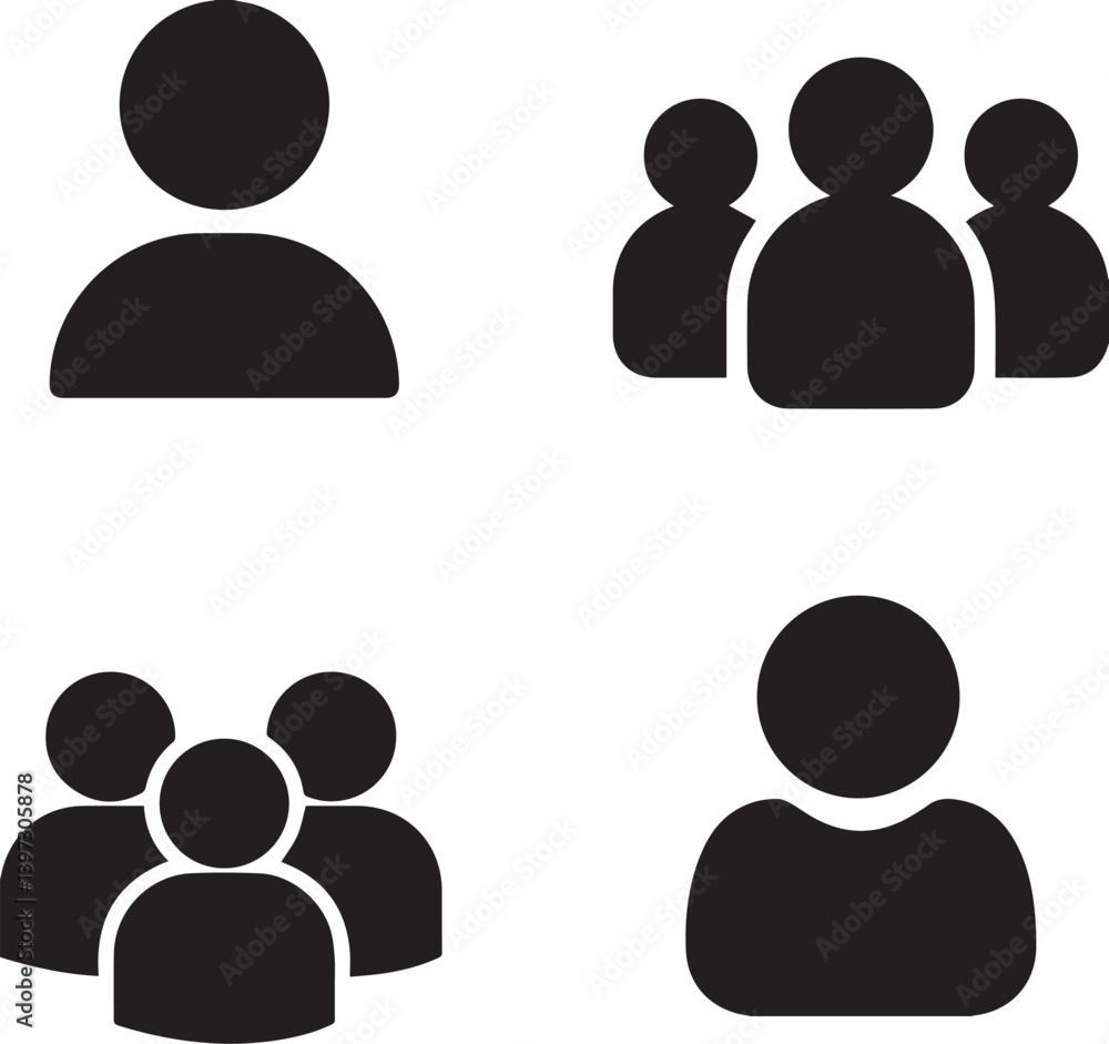 Set of user and group people icons. Black silhouette symbols for team, community, contact isolated on white background. Vector illustration graphic element || Art & Illustration Set of user and group people icons. Black silhouette symbols for team, community, contact isolated on white background. Vector illustration graphic element || Art & Illustration