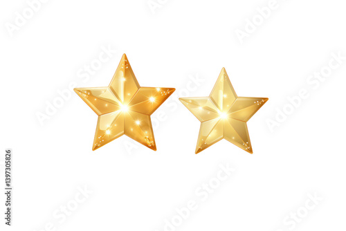 Set of twinkling star icons in various sizes with a soft radiant glow Isolated on white background