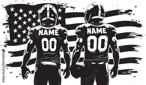 Patriotic American Football Player SVG | USA Flag Sports Silhouette