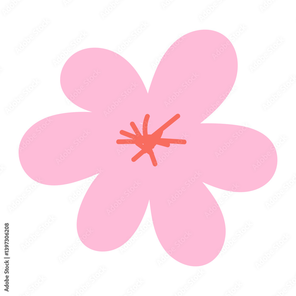 Summer hand drawn flower. Wildflower. Floral element. Garden plant element. Vector flat illustration Summer hand drawn flower. Wildflower. Floral element. Garden plant element. Vector flat illustration
