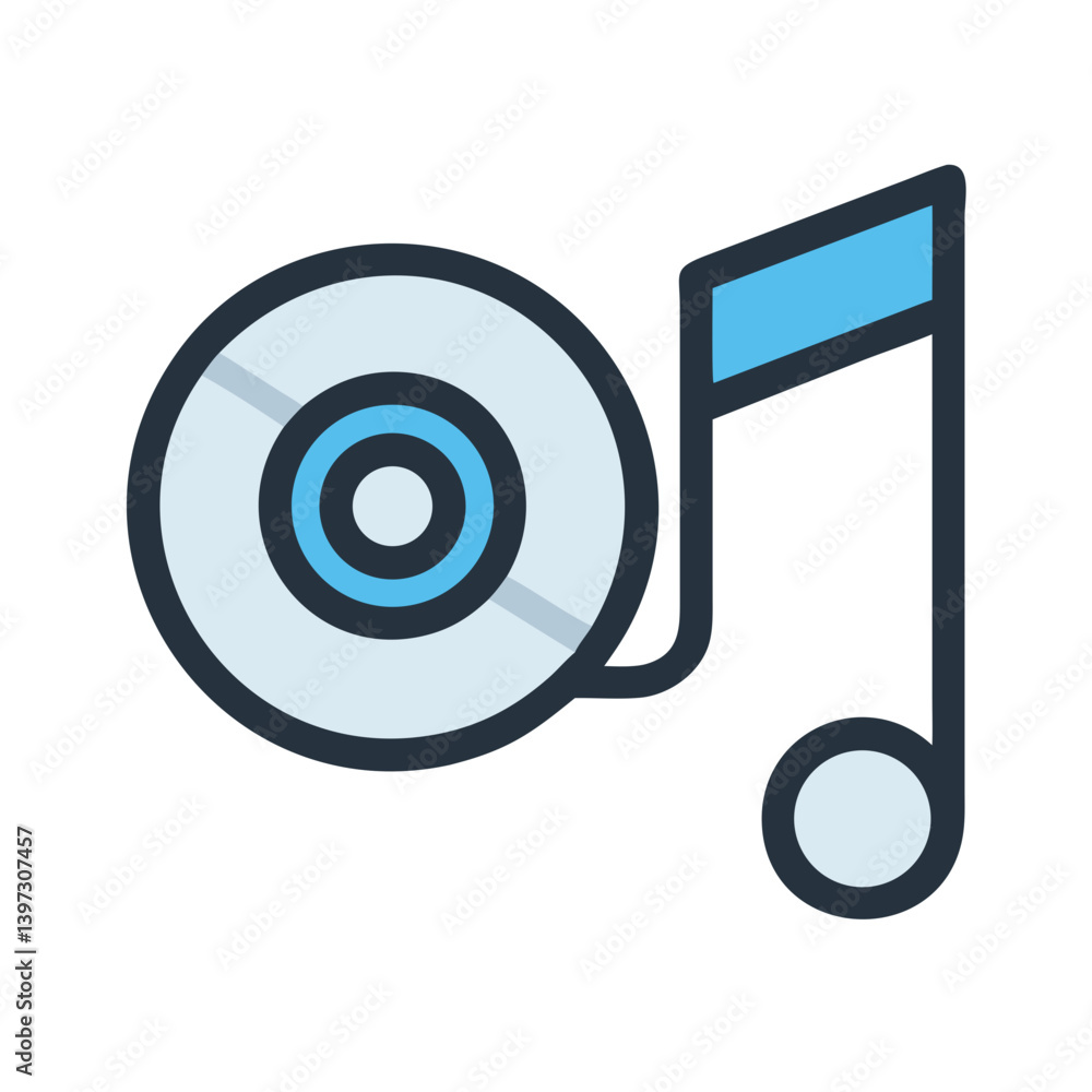 Music Note with Compact Disc Icon Design Music Note with Compact Disc Icon Design
