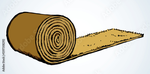 Rolled straw roll. Vector drawing