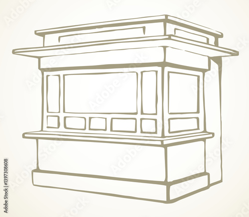 Shop stall. Vector drawing kiosk