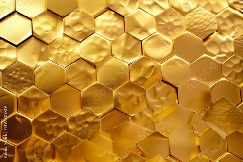 Abstract modern background featuring a honeycomb pattern in gold.