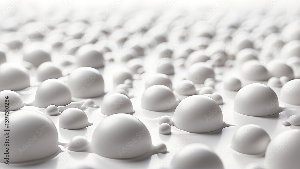 Obraz premium Abstract image featuring various sizes of white spheres floating in a soft