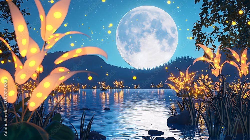 landscape with moon