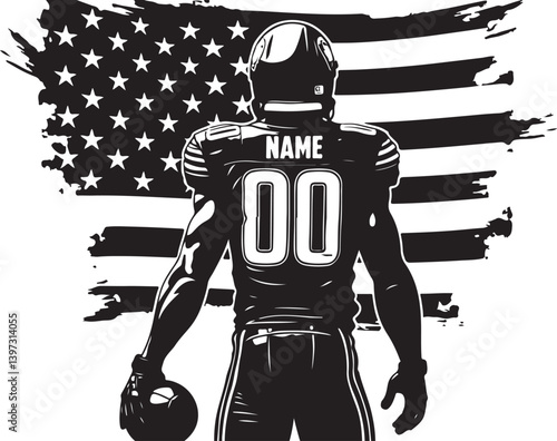 Patriotic American Football Player SVG | USA Flag Sports Silhouette