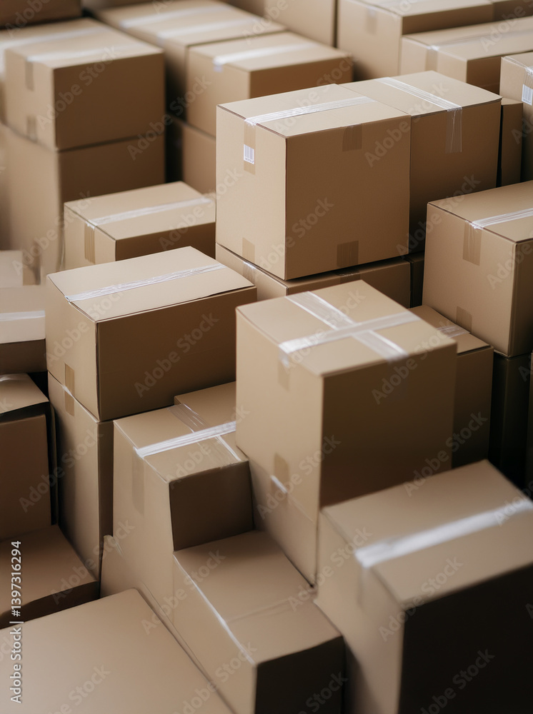 Fototapeta premium Stack of cardboard boxes