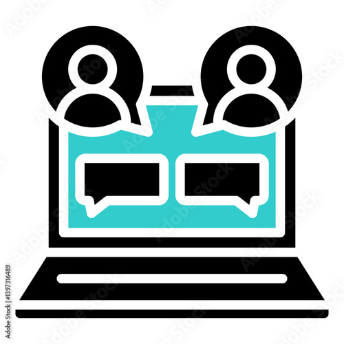 Virtual Meeting, Hybrid Work Glyph Dual Tone Design Vector Concept