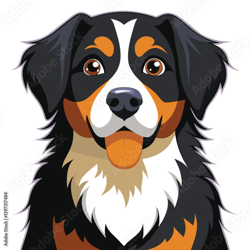 Cute cartoon bernese mountain dog flat design
