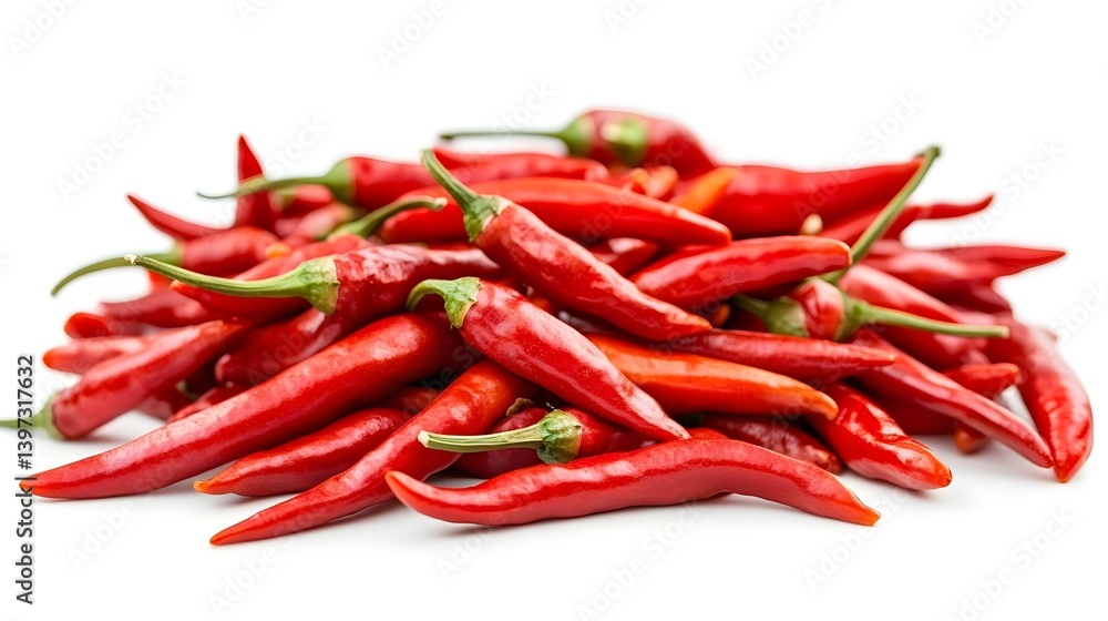 Fresh Red Chili Peppers Isolated on White Background for Culinary Use Fresh Red Chili Peppers Isolated on White Background for Culinary Use