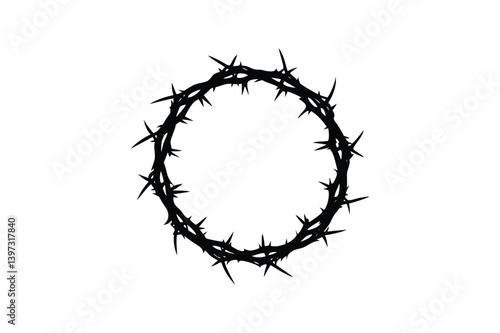 Wreath of thorns silhouette on white background