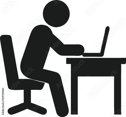 Office worker silhouette vector icon