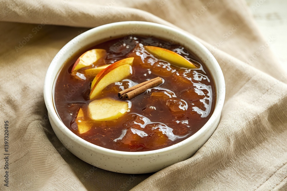 a bowl filled with apple jam a bowl filled with apple jam