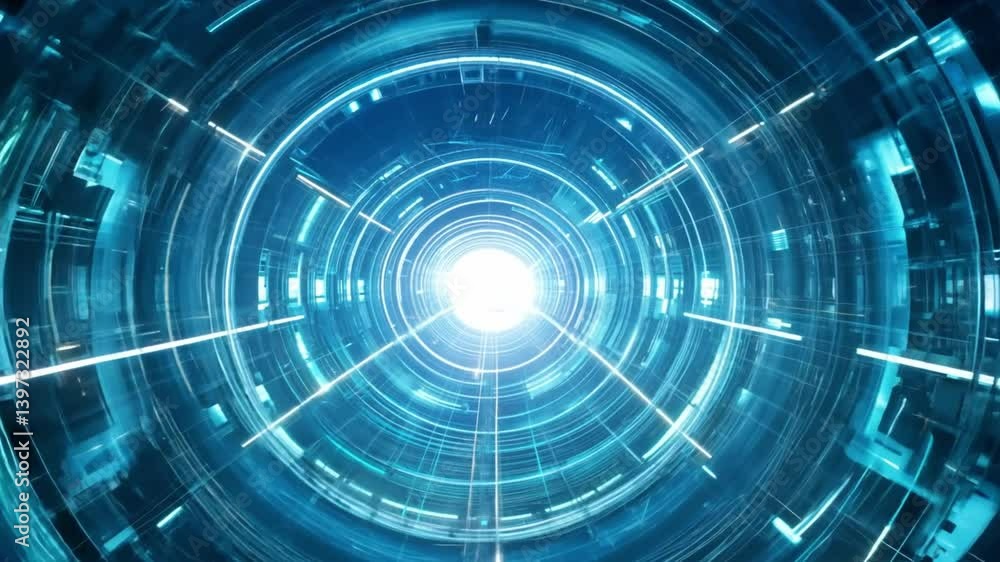 Futuristic Tunnel of Light with Abstract Technology Elements and Glowing Effects in a Digital Environment Futuristic Tunnel of Light with Abstract Technology Elements and Glowing Effects in a Digital Environment