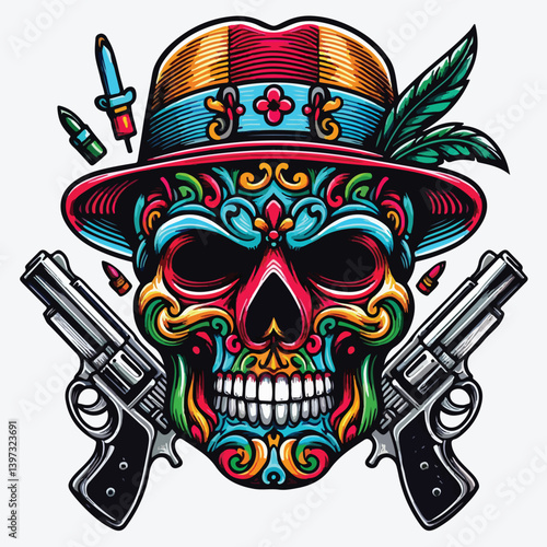 Skull in has gangster stock illustration
