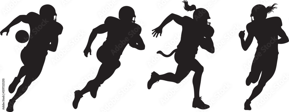 American Football Runners Silhouette vector bundle American Football Runners Silhouette vector bundle