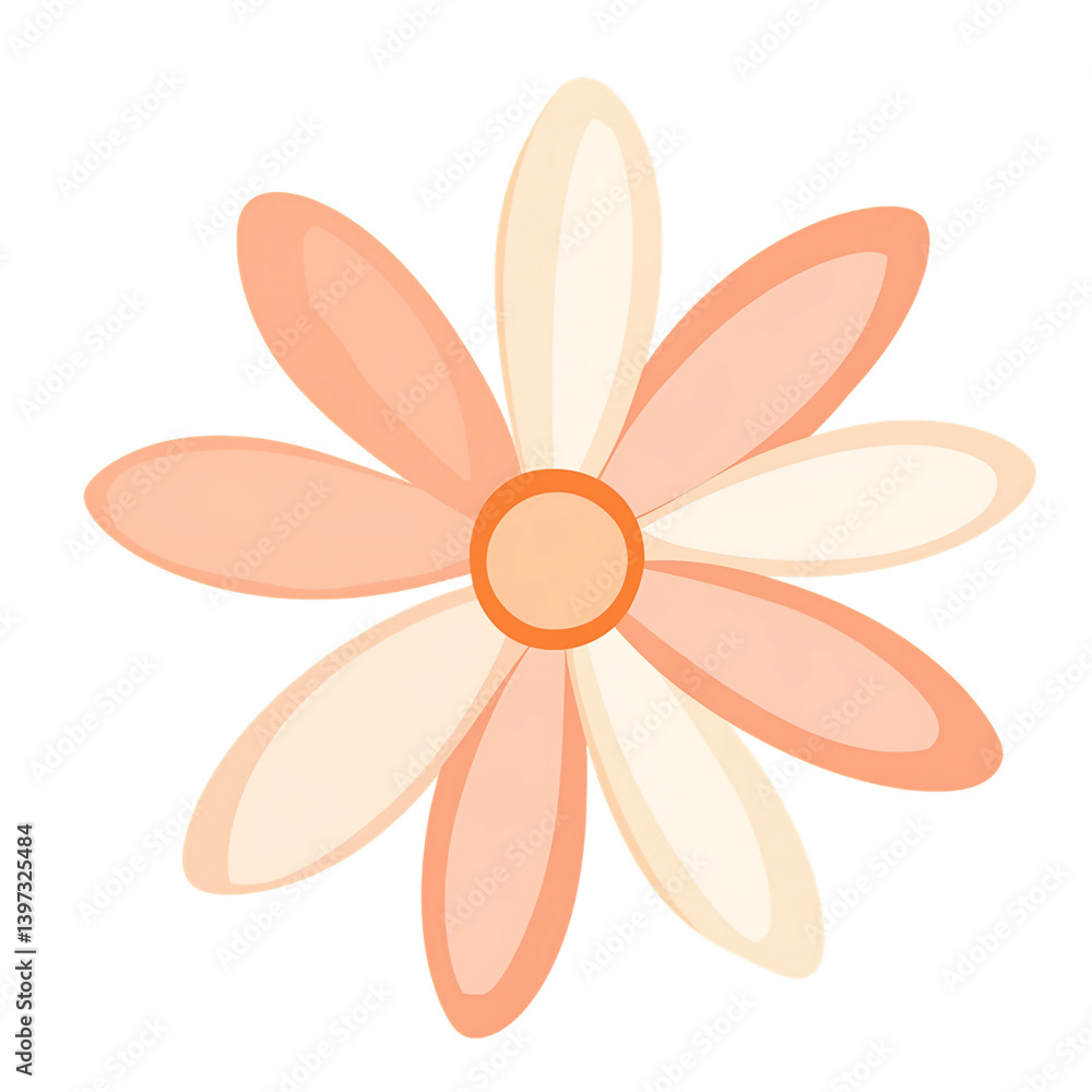 Peach and Cream Daisy Flower on Transparent Background, PNG Peach and Cream Daisy Flower on Transparent Background, PNG