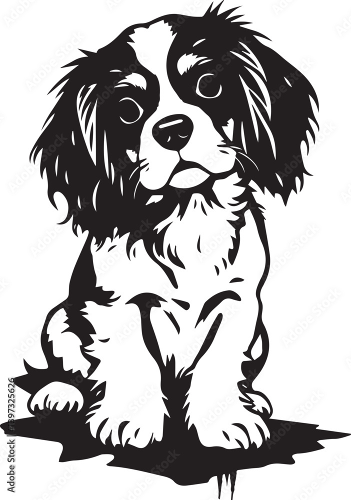 Fototapeta premium Dog Cavalier King Charles Spaniel. Hand drawn vector illustration 