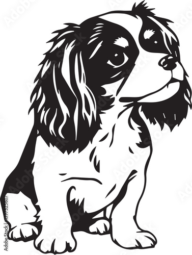 Dog Cavalier King Charles Spaniel. Hand drawn vector illustration	