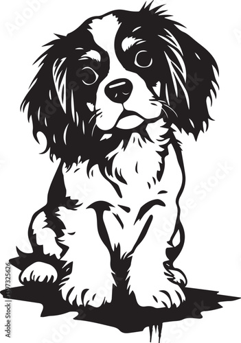 Dog Cavalier King Charles Spaniel. Hand drawn vector illustration	