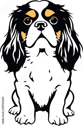 Dog Cavalier King Charles Spaniel. Hand drawn vector illustration	