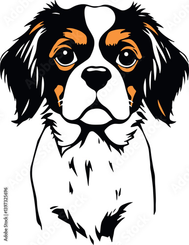 Dog Cavalier King Charles Spaniel. Hand drawn vector illustration	