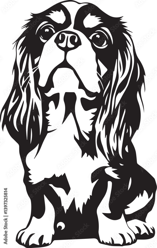 Fototapeta premium Dog Cavalier King Charles Spaniel. Hand drawn vector illustration 