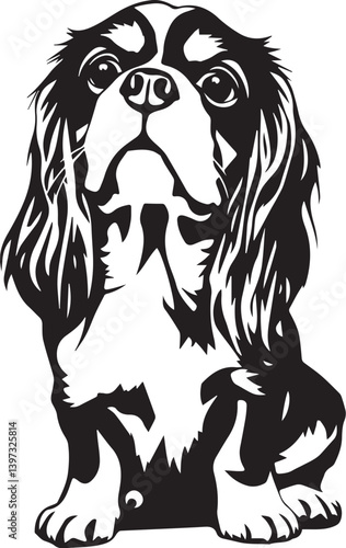 Dog Cavalier King Charles Spaniel. Hand drawn vector illustration	