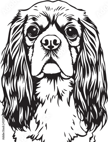 Dog Cavalier King Charles Spaniel. Hand drawn vector illustration	