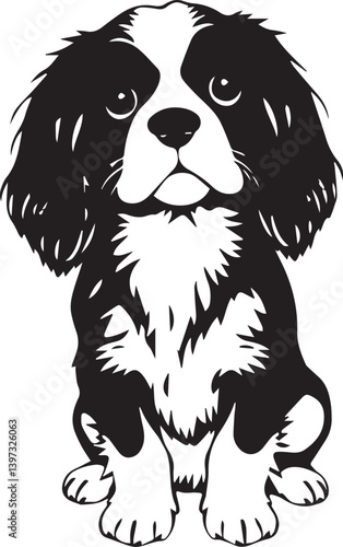 Dog Cavalier King Charles Spaniel. Hand drawn vector illustration	