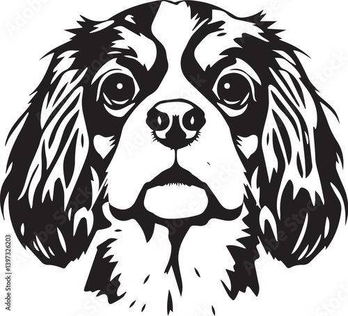 Dog Cavalier King Charles Spaniel. Hand drawn vector illustration	