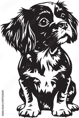 Dog Cavalier King Charles Spaniel. Hand drawn vector illustration	