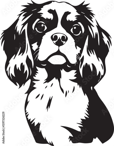 Dog Cavalier King Charles Spaniel. Hand drawn vector illustration	