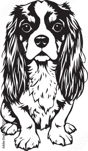 Dog Cavalier King Charles Spaniel. Hand drawn vector illustration	