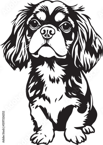Dog Cavalier King Charles Spaniel. Hand drawn vector illustration	