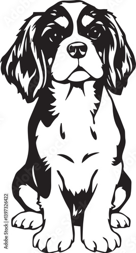 Dog Cavalier King Charles Spaniel. Hand drawn vector illustration	