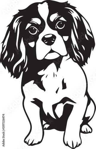Dog Cavalier King Charles Spaniel. Hand drawn vector illustration	