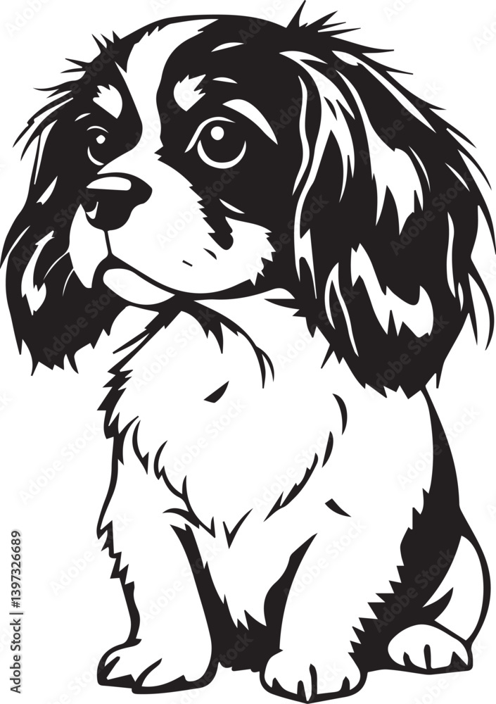 Dog Cavalier King Charles Spaniel. Hand drawn vector illustration Dog Cavalier King Charles Spaniel. Hand drawn vector illustration