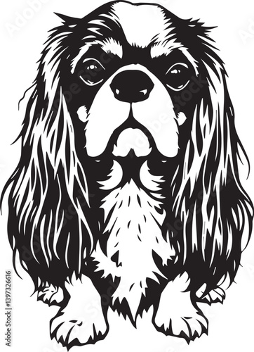 Dog Cavalier King Charles Spaniel. Hand drawn vector illustration	