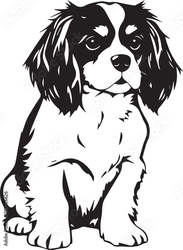 Dog Cavalier King Charles Spaniel. Hand drawn vector illustration	