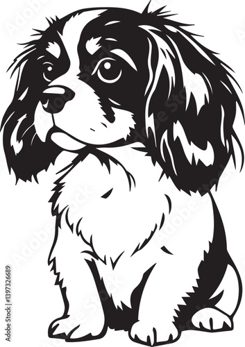 Dog Cavalier King Charles Spaniel. Hand drawn vector illustration	