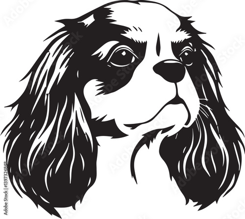 Dog Cavalier King Charles Spaniel. Hand drawn vector illustration	